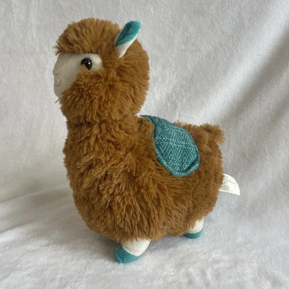 Kellytoy Brown‎ LLAMA w/ Teal SADDLE Stuffed Animal PLUSH SOFT TOY Alpaca